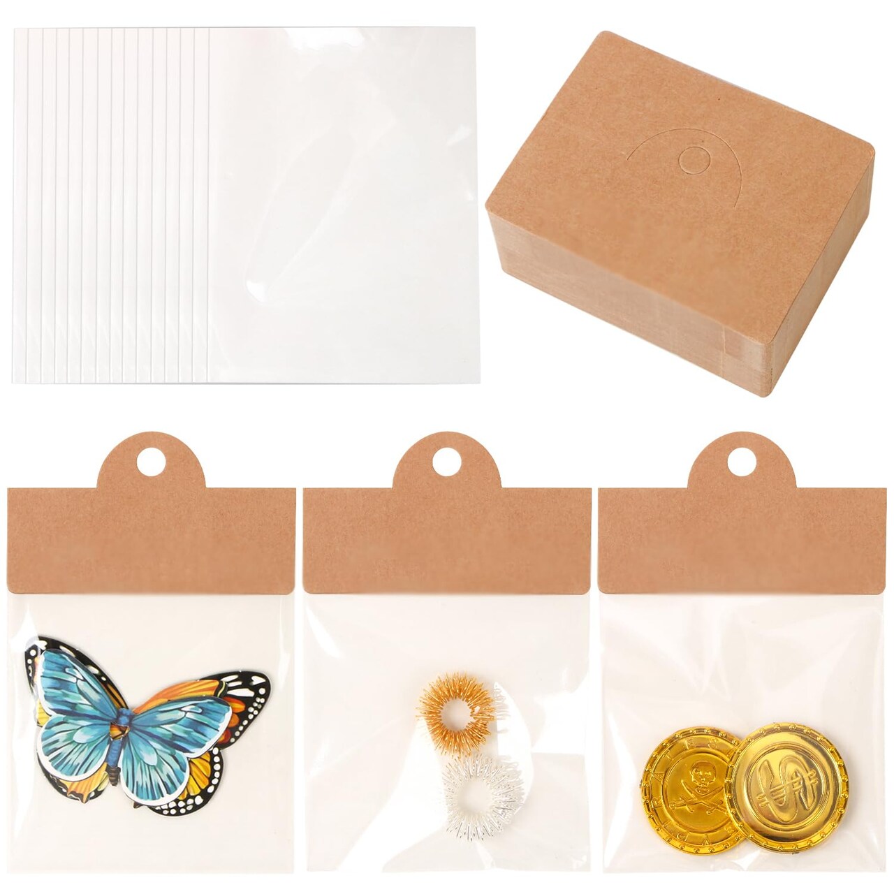 BROVITI 100Pcs Jewelry Display Packaging Card Head with with 100 Pcs Clear Bags for Small Business for Jewelry Bracelets Key Chains Earring Holder Display for Selling Jewelry Packaging Supplies